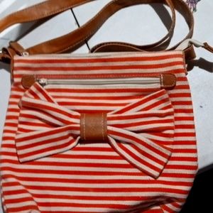 Crossbody purse orange n white